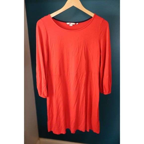 Boden Dresses & Skirts - Boden Womens 10R Lucie Jersey Dress Puff Sleeve Coral Pink Stretch Knit Shift